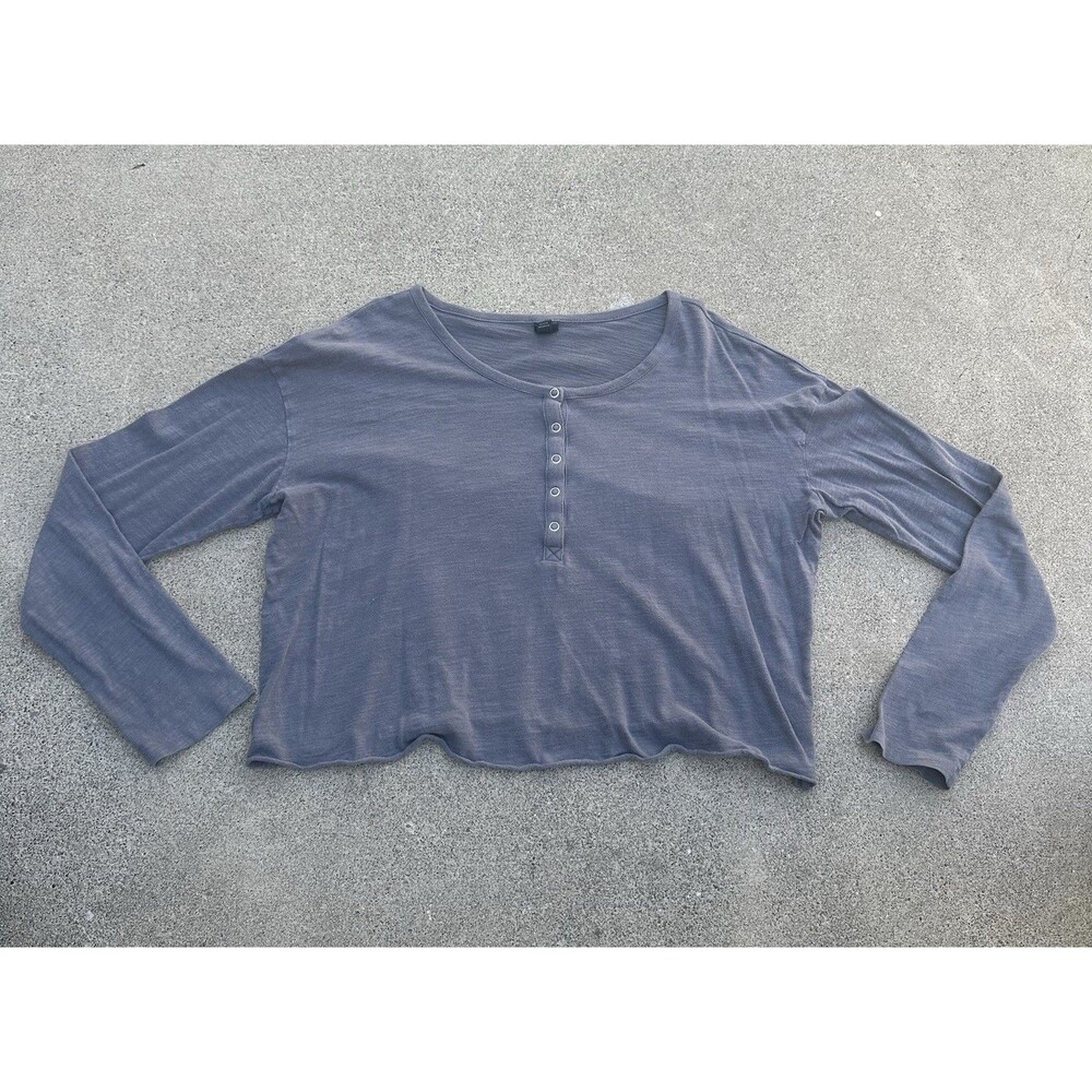 Wild Fable Women’s Cropped Button-Up Henley Long Sleeve Shirt Size M Coquette